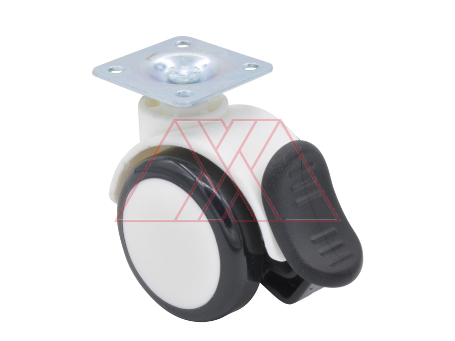 Castor PU, w/ plate, with brake