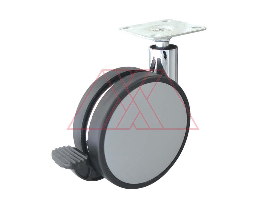 Castor, w/ plate, with brake