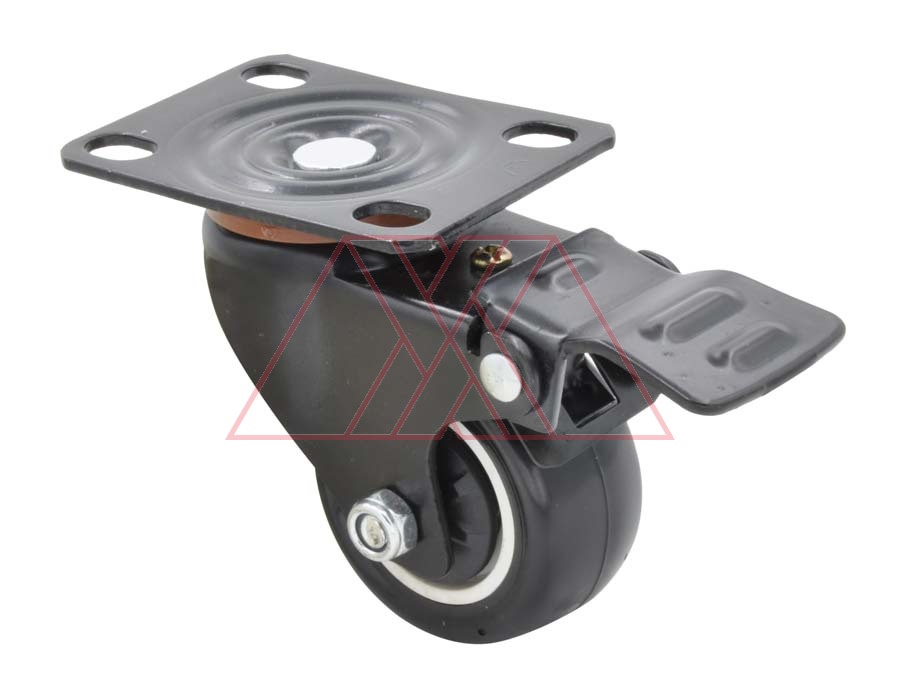 Steel castor, w/ plate & brake