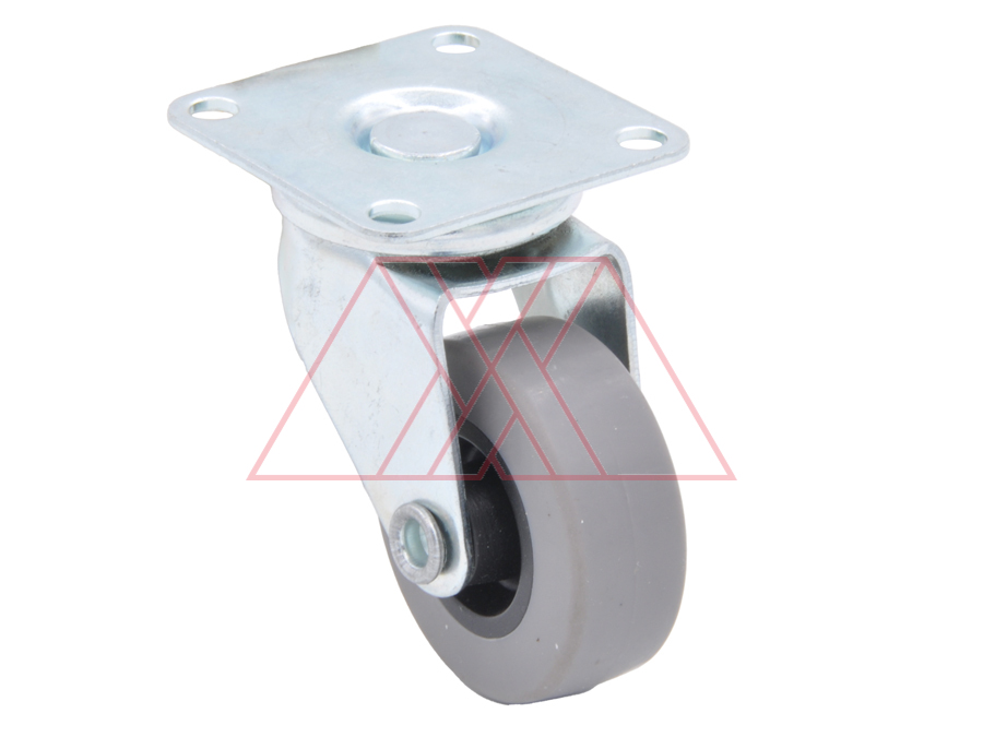 Steel castor, w/ plate