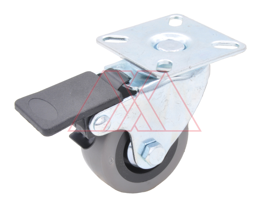 Steel castor, w/ plate & brake