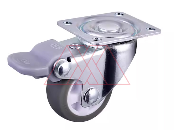 Steel castor, w/ plate & brake