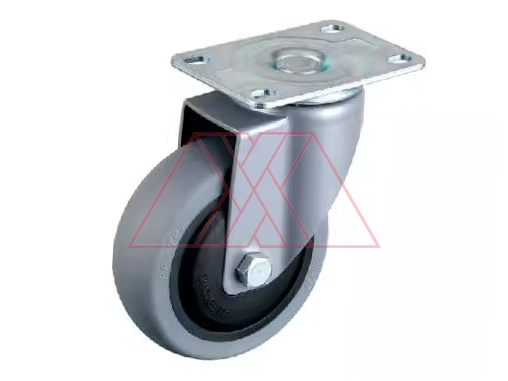 Steel castor, w/ plate