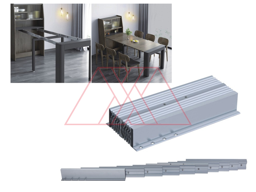 Genişleyen çerçevesiz  masa için ray