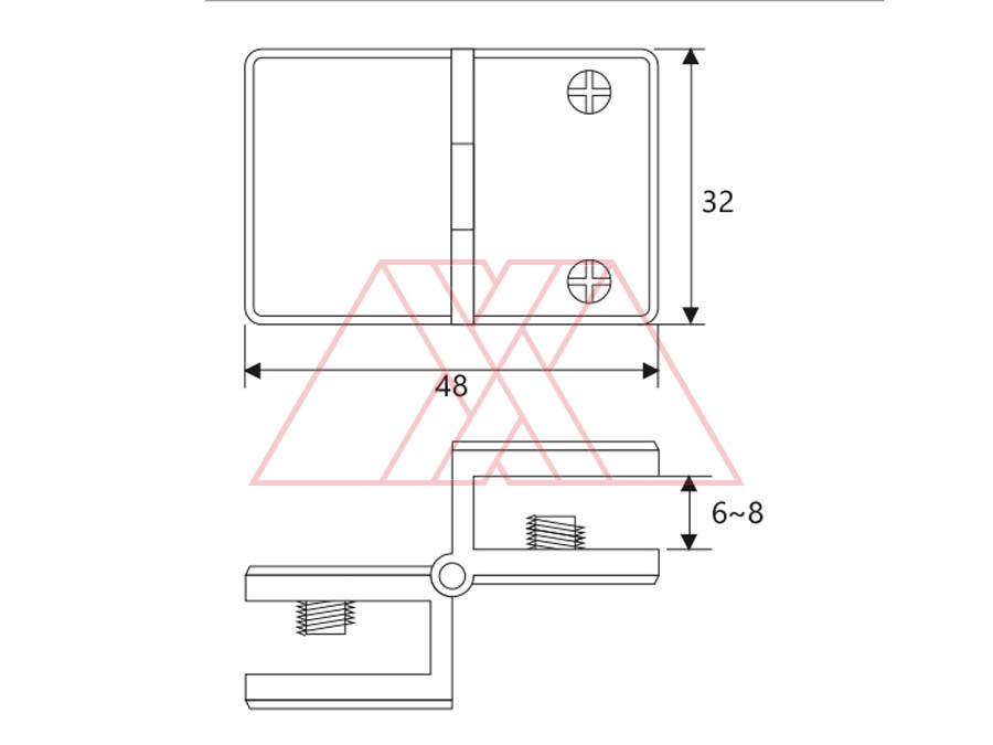 MXXA-210-q | Hinge for glass door