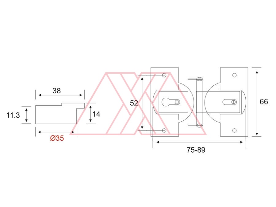 MXXA-320-q | Flap hinge, 35mm