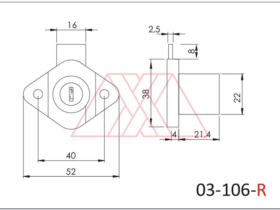 MXXC-106-R-q | Furniture lock, #106