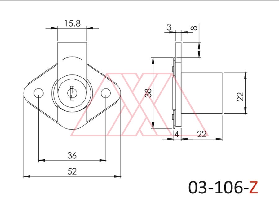 MXXC-106-Z-q | Furniture lock, #106