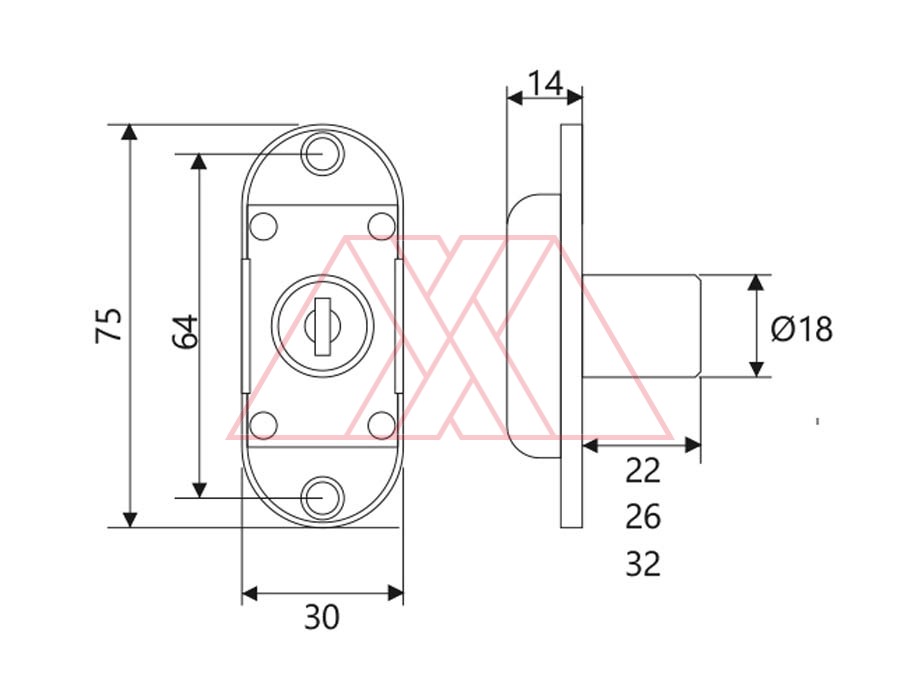 MXXC-173-q | Rotating bar lock for single door