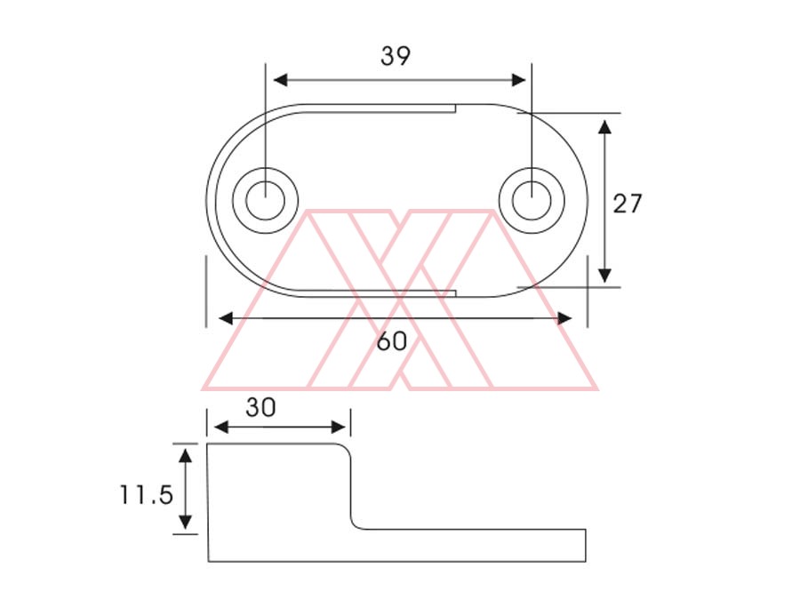 MXXF-104-q | Tube oval flange, steel, D25mm
