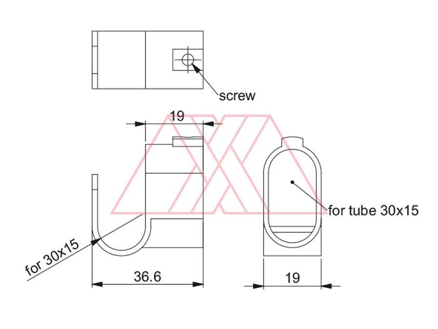 MXXF-128-q | Tube flange, 15x30mm