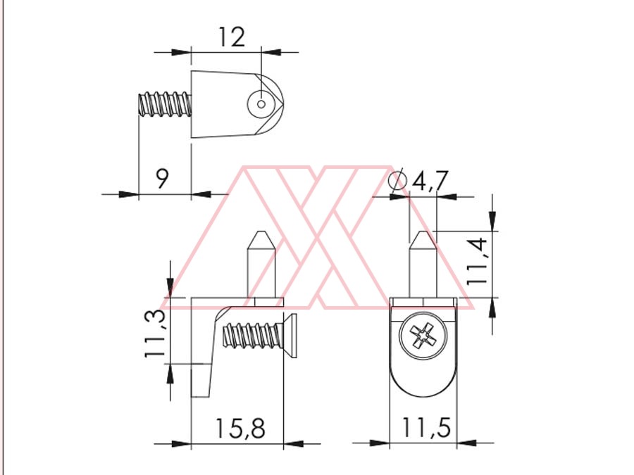 MXXH-013-q | Shelf support with nail and screw